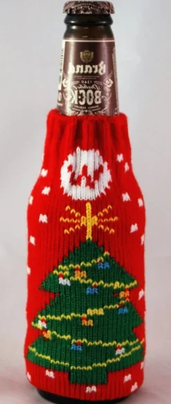 Merkloos Set Van 2 Kerst Bierfles Koel Houder - Rood - Kerstmis - Feestdagen Store