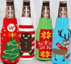 Merkloos Set Van 2 Kerst Bierfles Koel Houder - Rood - Kerstmis - Feestdagen Store