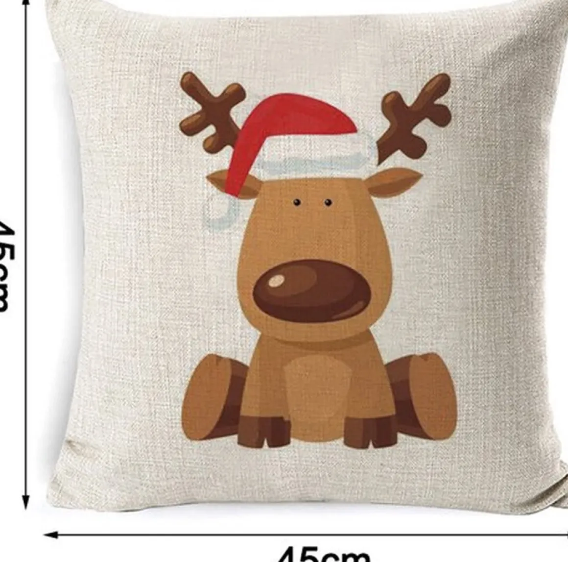 * Set Van 4 - Kerst Kussensloop - Katoen En Linnen Materiaal - Decoratieve Print - Kerstboom, Kerst Herten, Kerstman Motief - Sofa Kussenhoes - 45Cm X 45Cm Shop