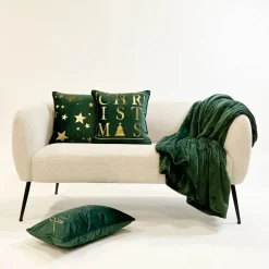 Sierkussen.nl Set Van 3 Kerst Sierkussens - Groen En Goud - 1X Trees - 1X Stars - 1X Tree - Inclusief Polyester Vulling - Zachte Stoffen - Sfeerkussens Hot