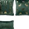 Sierkussen.nl Set Van 3 Kerst Sierkussens - Groen En Goud - 1X Deer - 1X Christmas - 1X Merry - Inclusief Polyester Vulling - Zachte Stoffen - Sfeerkussens Outlet