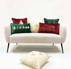 Sierkussen.nl Set Van 3 Kerst Sierkussens - Rood - Wit - Groen - Goud - 3X Trees - Inclusief Polyester Vulling - Zachte Stoffen - Sfeerkussens Hot