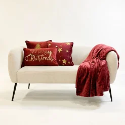 Sierkussen.nl Set Van 3 Kerst Sierkussens - Rood - Wit - Groen - Goud - 3X Merry Christmas - Inclusief Polyestervulling - Zachte Stoffen - Sfeerkussens Sale