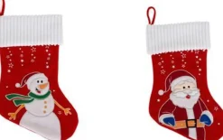 Merkloos Set Van 2 Kerstsokken - 42 Cm - Kerstman - Sneeuwpop - Kerstsok - Rood Shop
