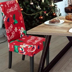 Merkloos Kerstpakketten^Set Van 6-Kerst Stoelhoezen, Stoelhoes Feestelijke Cover Decoratie Beschermer Stoelhoes Party Restaurant Stoelhoes