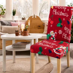 Merkloos Kerstpakketten^Set Van 6-Kerst Stoelhoezen, Stoelhoes Feestelijke Cover Decoratie Beschermer Stoelhoes Party Restaurant Stoelhoes