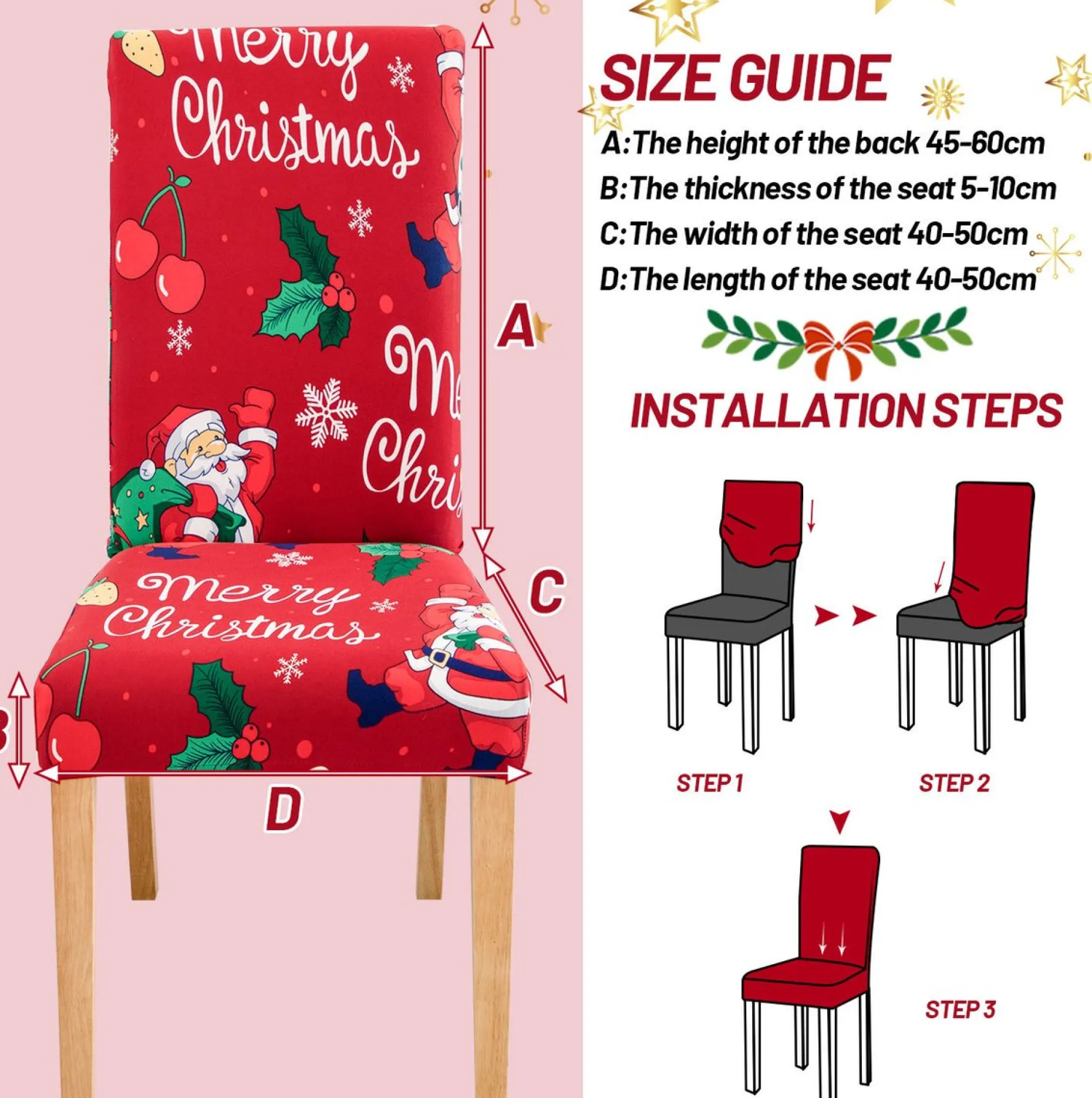 Merkloos Kerstpakketten^Set Van 6-Kerst Stoelhoezen, Stoelhoes Feestelijke Cover Decoratie Beschermer Stoelhoes Party Restaurant Stoelhoes