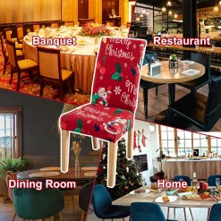 Merkloos Kerstpakketten^Set Van 12-Kerst Stoelhoezen, Stoelhoes Feestelijke Cover Decoratie Beschermer Stoelhoes Party Restaurant Stoelhoes