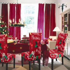Merkloos Kerstpakketten^Set Van 12-Kerst Stoelhoezen, Stoelhoes Feestelijke Cover Decoratie Beschermer Stoelhoes Party Restaurant Stoelhoes