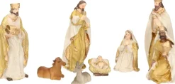 Decoris Set Van 8 Stuks Kerststal Beelden / Kerstbeelden 12 Cm Kerstdecoratie - Kerststal Beeldjes / Beelden Kerstdecoraties Sale