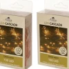 Anna's Collection Kerstlichtsnoeren^Set Van 2X Stuks Cascade Draadverlichting Lichtsnoer Met 100 Lampjes Warm Wit Met 10 Lichtdraden - Kerstverlichting