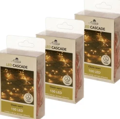 Anna's Collection Kerstlichtsnoeren^Set Van 4X Stuks Cascade Draadverlichting Lichtsnoer Met 100 Lampjes Warm Wit Met 10 Lichtdraden - Kerstverlichting