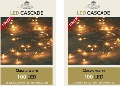 Anna's Collection Kerstlichtsnoeren^Set Van 4X Stuks Cascade Draadverlichting Lichtsnoer Met 100 Lampjes Warm Wit Met 10 Lichtdraden - Kerstverlichting