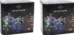 Svenska Living Kerstlichtsnoeren^Set Van 3X Stuks Draadverlichting Lichtsnoer Met 100 Lampjes Gekleurd Op Batterij 100 Cm - Lichtdraden/Lichtsnoeren - Kerstverlichting