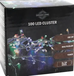 Svenska Living Kerstlichtsnoeren^Set Van 3X Stuks Draadverlichting Lichtsnoer Met 100 Lampjes Gekleurd Op Batterij 100 Cm - Lichtdraden/Lichtsnoeren - Kerstverlichting