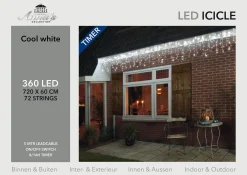 Anna's Collection Kerstlichtsnoeren^Set Van 2X Stuks Ijspegelverlichting Lichtsnoer Met 360 Lampjes Helder Wit 720 X 60 Cm - Kerstverlichting Ijspegel Lampjes