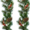 Decoris Set Van 2X Stuks Kerst Dennenslinger Guirlandes Groen Met Sneeuw En Decoratie 270 Cm - Kerstslingers Shop