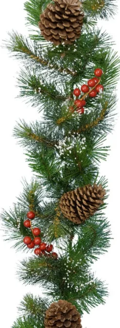 Decoris Set Van 2X Stuks Kerst Dennenslinger Guirlandes Groen Met Sneeuw En Decoratie 270 Cm - Kerstslingers Shop
