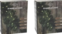 Merkloos Set Van 2X Stuks Kerst Dennenslinger/Dennenguirlande Groen Met Verlichting 270 Cm - Kerstverlichting - Guirlandes Kerstversiering Best