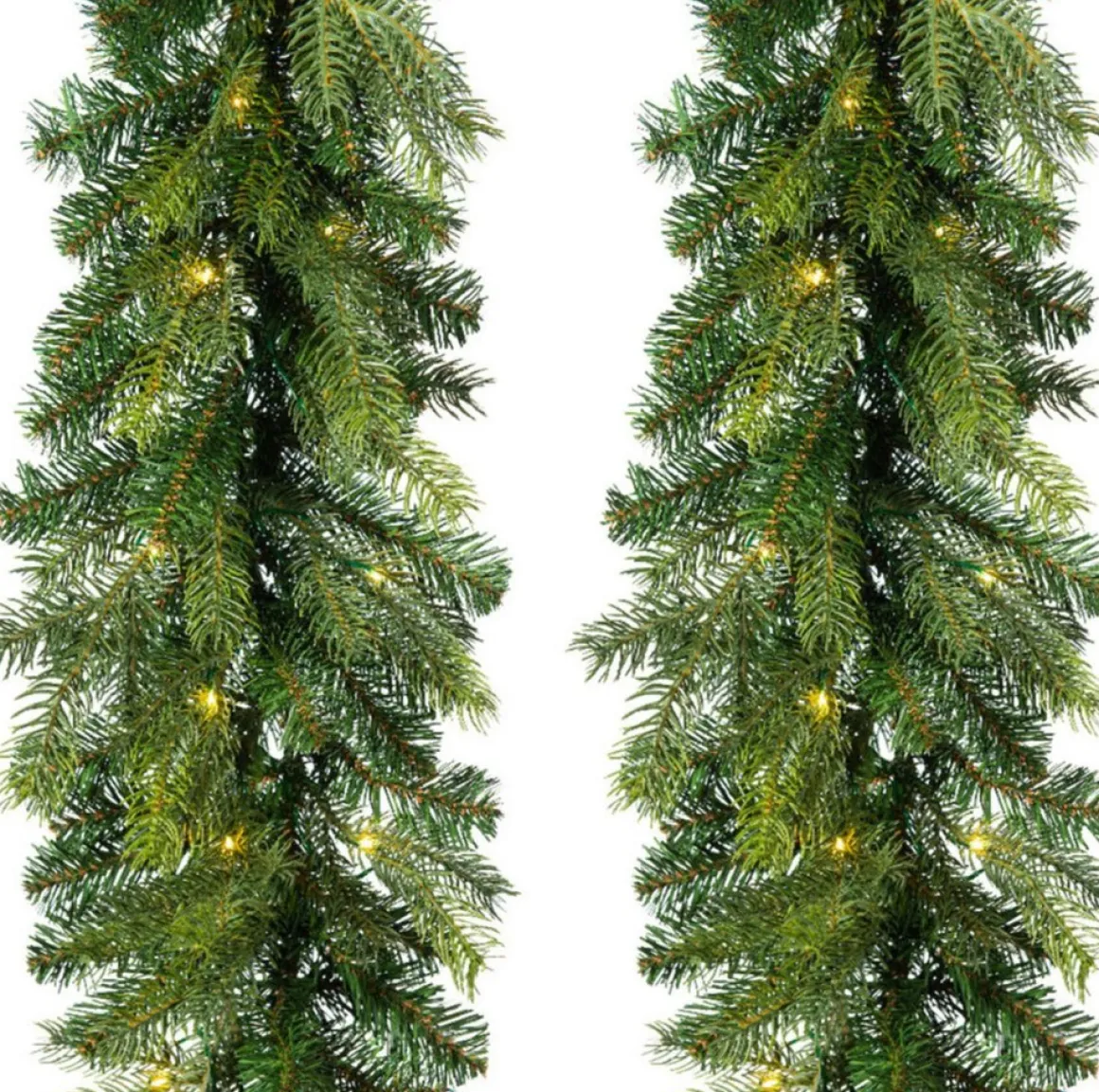 Decoris Set Van 2X Stuks Kerst Dennenslinger/Dennenguirlandes Groen Met Twinkelende Verlichting 270 Cm - Kerstslingers Sale