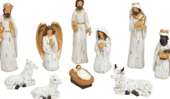 Advent Set Van 10X Stuks Kerststal Beelden/Kerstbeelden Wit Met Goud 5-21 Cm Discount