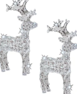 Lumineo Verlichte Kerstfiguren^Set Van 2X Stuks Kerstverlichting Led Figuren Voor Buiten Rendier 60 Cm Met 50 Lampjes Koel/Helder Wit