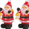 Lumineo Verlichte Kerstfiguren^Set Van 2X Stuks Kerstverlichting Led Figuren Voor Buiten Kerstman 24 X 20 X 46 Cm Met 40 Lampjes Helder Wit