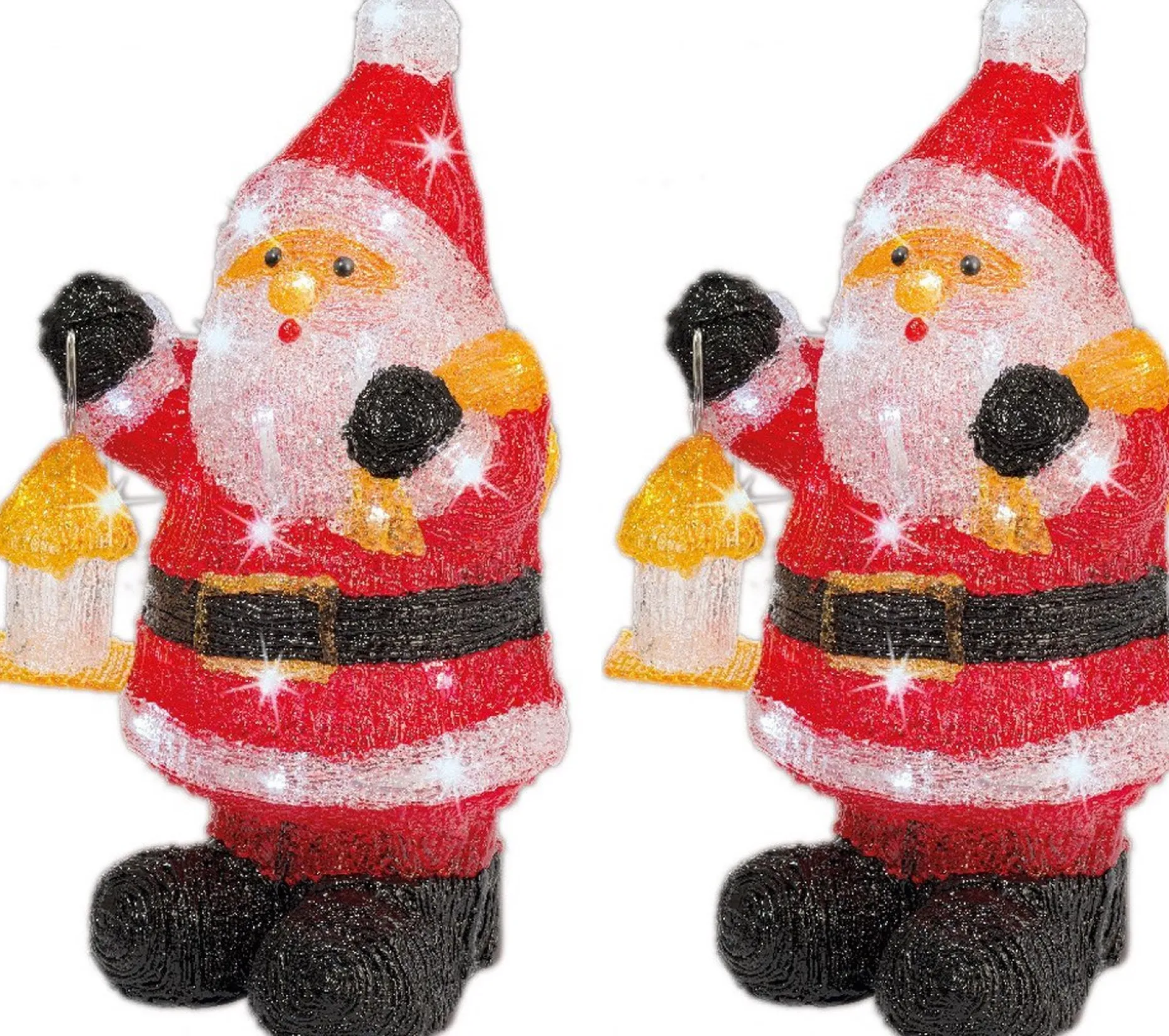 Lumineo Verlichte Kerstfiguren^Set Van 2X Stuks Kerstverlichting Led Figuren Voor Buiten Kerstman 24 X 20 X 46 Cm Met 40 Lampjes Helder Wit