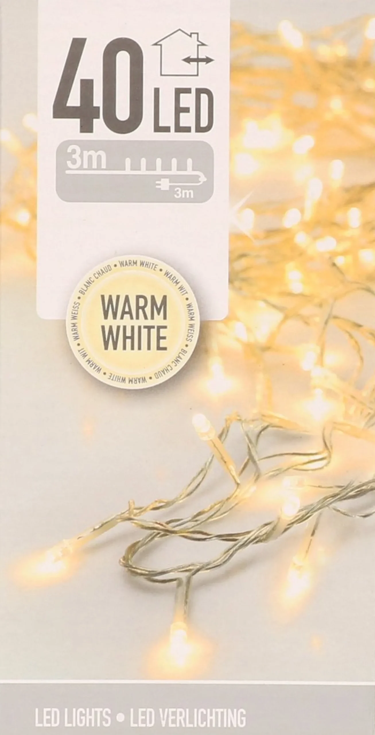 Merkloos Kerstboomverlichting^Set Van 2X Stuks Kerstverlichting Transparant Snoer Met 40 Lampjes Warm Wit 300 Cm - Kerstlampjes/Kerstlichtjes - Binnen/Buiten