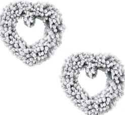 Decoris Set Van 2X Stuks Kerstversiering Kerstkrans Hart Met Sneeuw Deco 50 Cm Fashion