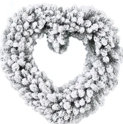 Decoris Set Van 2X Stuks Kerstversiering Kerstkrans Hart Met Sneeuw Deco 50 Cm Fashion
