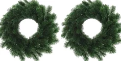 Merkloos Set Van 2X Stuks Kunst Kerstkransen Groen 35 Cm - Kerst Decoratie Kransen Van Dennetakken Best