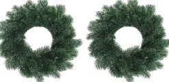 Merkloos Set Van 2X Stuks Kunst Kerstkransen Blauwspar Takken Groen 35 Cm - Kerst Decoratie Kransen Van Dennetakken Clearance