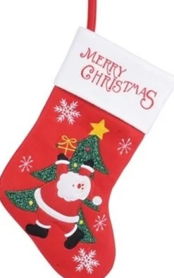 Merkloos Set Van 4X Stuks Rood/Witte Kerstsok Kerstversiering Met Kerstman/Kerstboom 40 Cm Sale