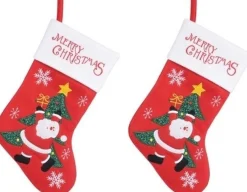Merkloos Set Van 2X Stuks Rood/Witte Kerstsok Kerstversiering Met Kerstman/Kerstboom 40 Cm Online