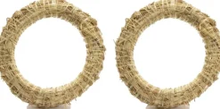 Merkloos Set Van 3X Stuks Stro Kerstkransen Om Te Decoreren 50 Cm - Kerst Deurkransen Outlet