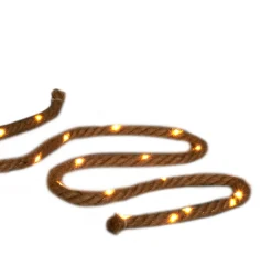 Anna's Collection Kerstlichtsnoeren^Set Van 2X Stuks Touwverlichting Jute Met 80 Lampjes Warm Wit 600 Cm Met Timer - Kerstverlichting Lichtsnoeren Kerstversiering