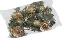 Othmar Decorations Set 6X Gouden Decoraties Op Stekers 12 Cm - Kerststukje Onderdelen/Stekertjes - Kerstversiering/Kerstdecoratie Flash Sale
