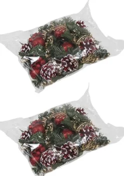 Merkloos Set 12X Rode Decoraties Op Stekers 12 Cm - Kerststukje Onderdelen/Stekertjes - Kerstversiering/Kerstdecoratie Discount