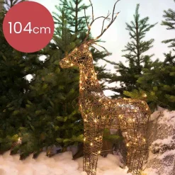 Lumineo Verlichte Kerstfiguren^Sierlijke Rotan Hert Met Led Verlichting Voor Buiten En Binnen - 104Cm