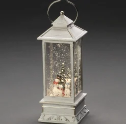 Konst Smide Verlichte Kerstfiguren^Sneeuwlantaarn Voor Binnen - Klassieke Stijl - Sneeuwpop - Warmwit - 10.5 X 27.5 Cm - Kerstlantaarn - Verlichting Op Batterijen - Timer - 3000K - Kerstverlichting