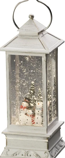 Konst Smide Verlichte Kerstfiguren^Sneeuwlantaarn Voor Binnen - Klassieke Stijl - Sneeuwpop - Warmwit - 10.5 X 27.5 Cm - Kerstlantaarn - Verlichting Op Batterijen - Timer - 3000K - Kerstverlichting