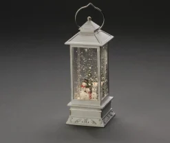 Konst Smide Verlichte Kerstfiguren^Sneeuwlantaarn Voor Binnen - Klassieke Stijl - Sneeuwpop - Warmwit - 10.5 X 27.5 Cm - Kerstlantaarn - Verlichting Op Batterijen - Timer - 3000K - Kerstverlichting