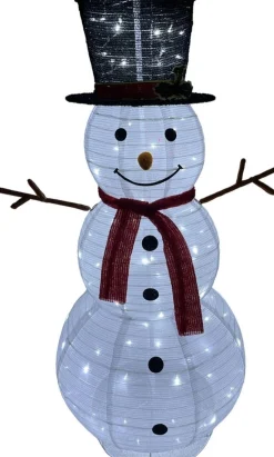 Magic Christmas Toys Verlichte Kerstfiguren^Sneeuwpop Kerst Sneeuwman Met Witte (Happy Christmas) Luxe Xxl (1.20M)