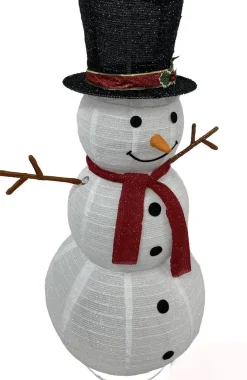 Magic Christmas Toys Verlichte Kerstfiguren^Sneeuwpop Kerst Sneeuwman Met Witte (Happy Christmas) Luxe Xxl (1.20M)
