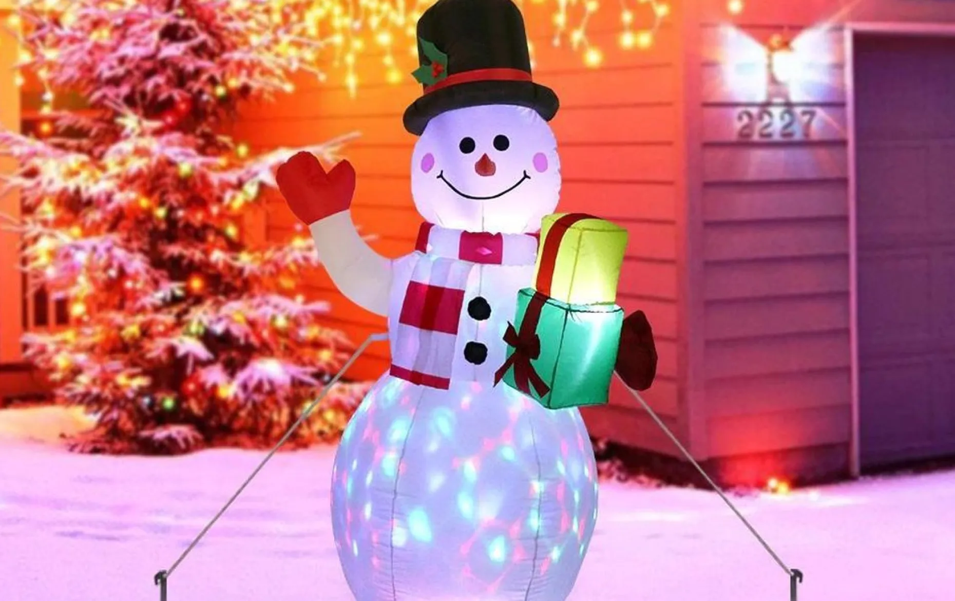 Merkloos Verlichte Kerstfiguren^Sneeuwpop 1,5 Meter Hoog Voor Binnen En Buiten Met Leuke Roterende Led Verlichting