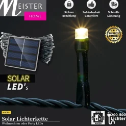 Meisterhome Kerstlichtsnoeren^Solar Led 400 Stuks Warm Wit Buitenverlichting Tuinverlichting Party