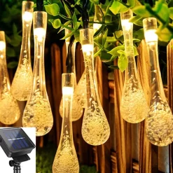 Merkloos Lichtslangen^Solar Tuinverlichting Garland 40 Led - Warm Wit - 6 Meter