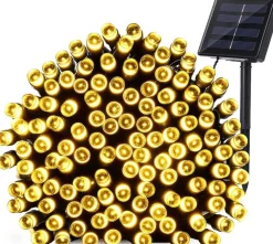 Rextech Kerstlichtsnoeren^Solar Tuinverlichting Lichtsnoer Holly - 100 Leds - Warm Wit Licht - Op Zonne-Energie