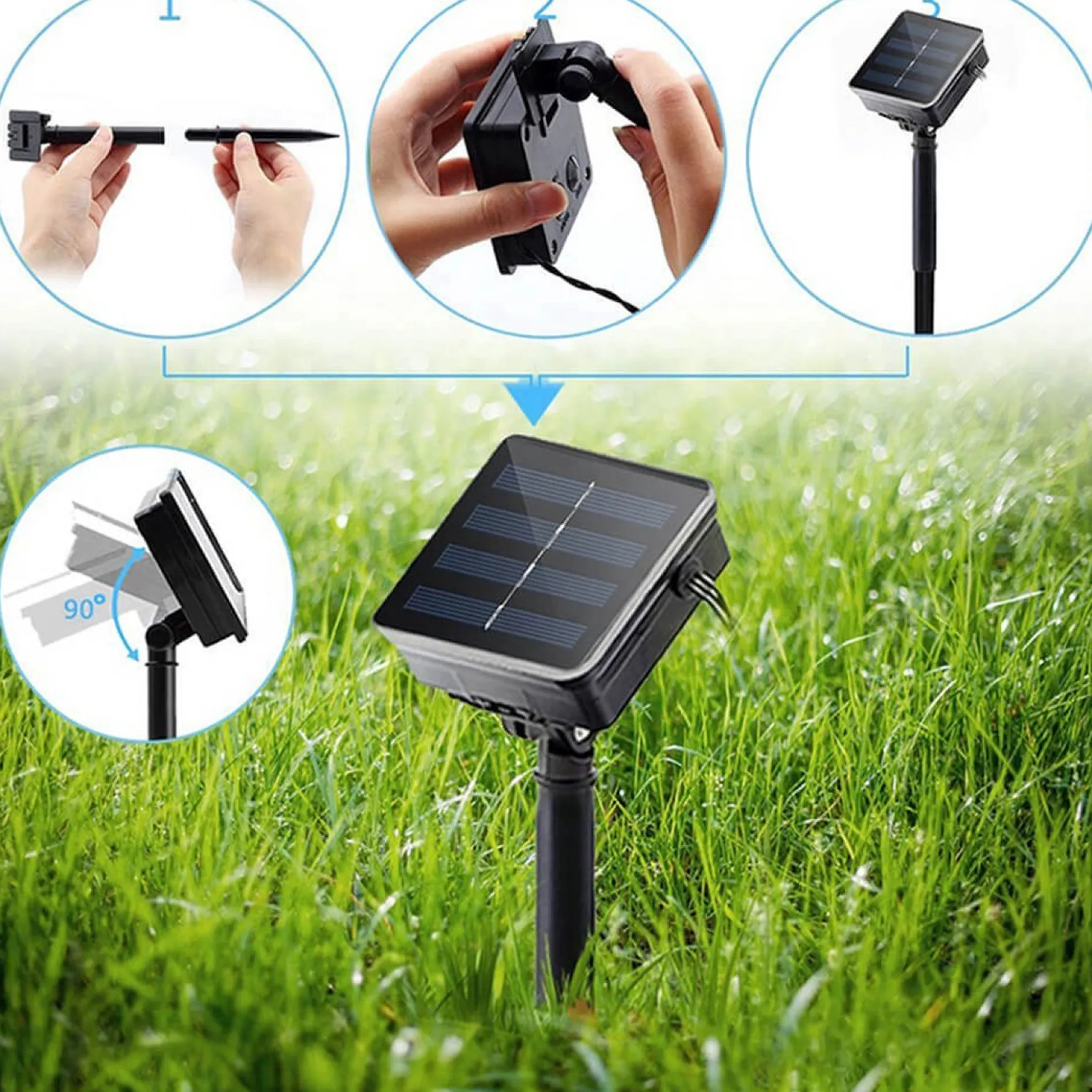 Rextech Kerstlichtsnoeren^Solar Tuinverlichting Lichtsnoer Holly - 100 Leds - Warm Wit Licht - Op Zonne-Energie